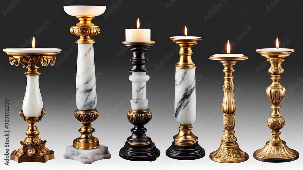 Luxurious Marble Pedestal Pillar Candle Stands Set - Must-Have for Stylish and Elegant Home Interiors Luxurious Marble Pedestal Pillar Candle Stands Set - Must-Have for Stylish and Elegant Home Interiors