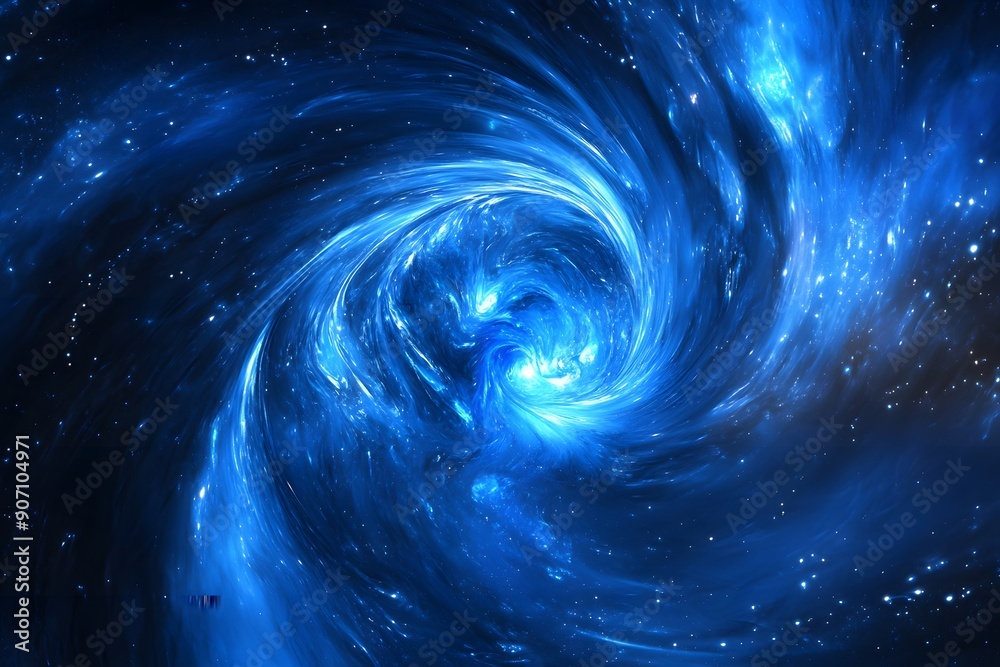 Abstract swirling blue cosmic nebula on background image