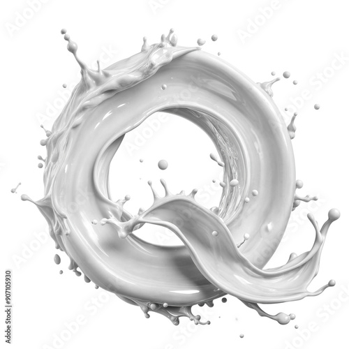 The letter Q made of milk and paint