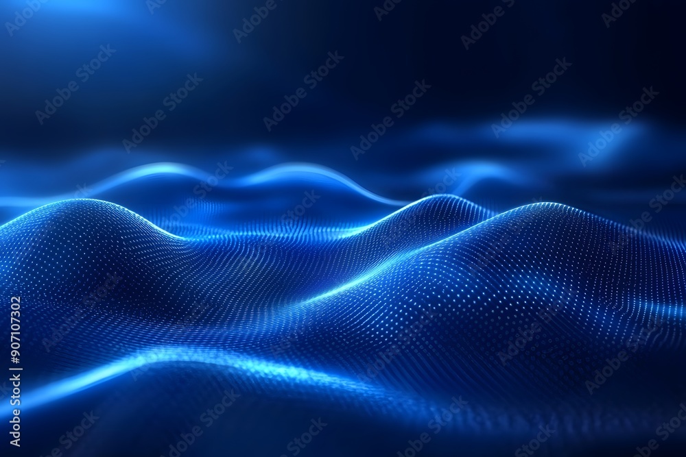 Obraz premium Luminous Abstract Blue Background with Waveforms