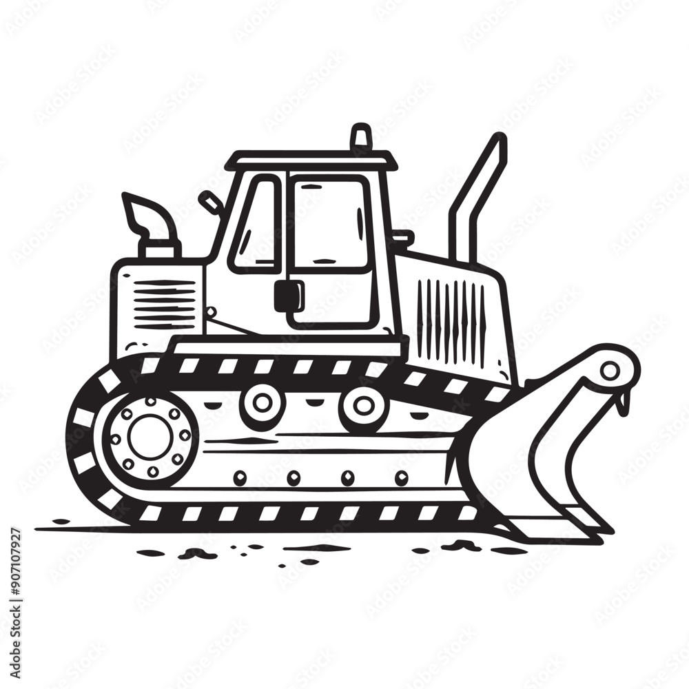 Bulldozer in cartoon, doodle style . Image for t-shirt, web, mobile apps and ui. Isolated 2d vector illustration in logo, icon, sketch style, Eps 10, black and white. AI Generative Bulldozer in cartoon, doodle style . Image for t-shirt, web, mobile apps and ui. Isolated 2d vector illustration in logo, icon, sketch style, Eps 10, black and white. AI Generative