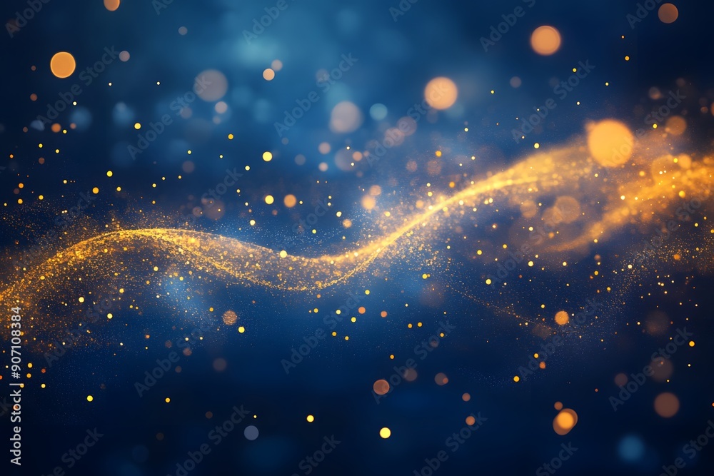 Obraz premium Blue background with golden light streaks Abstract design