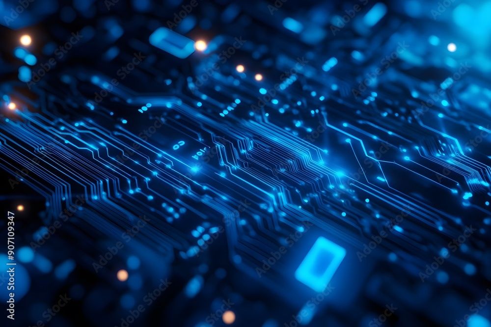 Futuristic blue digital circuit abstract background Futuristic blue digital circuit abstract background