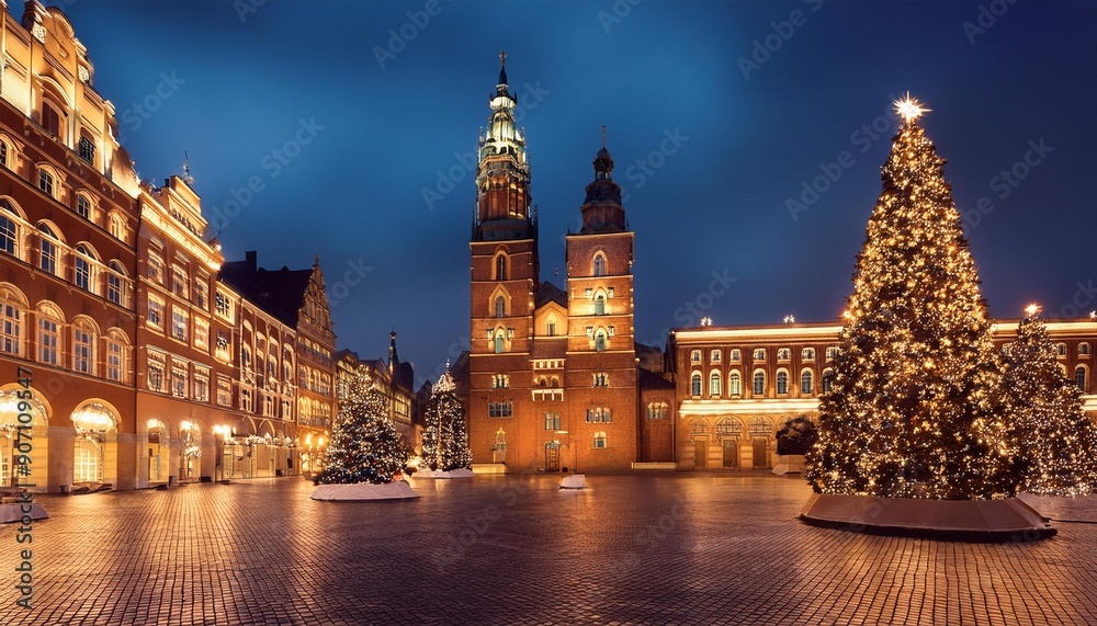 Fototapeta premium European cities filled with Christmas festival atmosphere