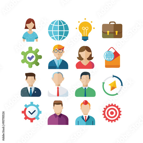 Business or organization management icon set