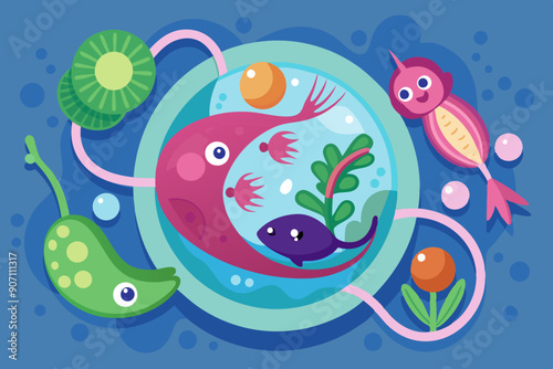 A sexual reproduction vector art illustration