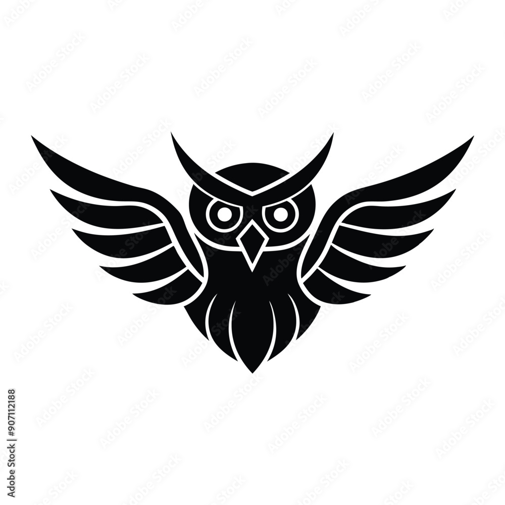 Obraz premium Black Owl Vector Illustration Design