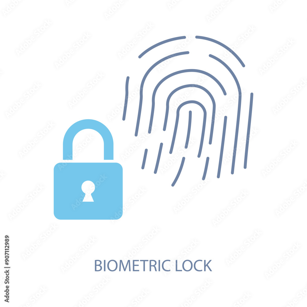 biometric lock concept line icon. Simple element illustration. biometric lock concept outline symbol design. biometric lock concept line icon. Simple element illustration. biometric lock concept outline symbol design.