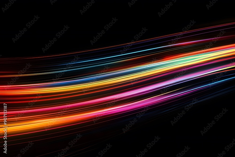 Colorful light streaks on dark abstract background Colorful light streaks on dark abstract background