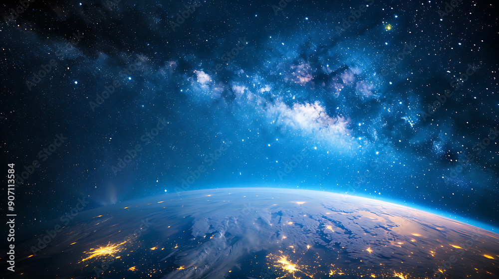 Obraz premium Nighttime Splendor: Earth's Majestic View from Space