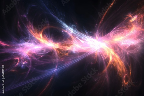 Black background with radiant fractal designs concept art