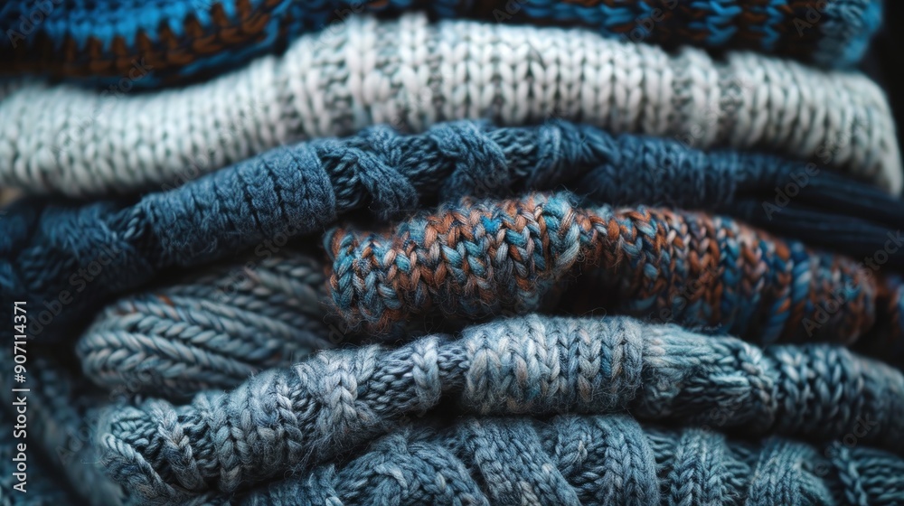 Stack of cozy winter knitwear Stack of cozy winter knitwear