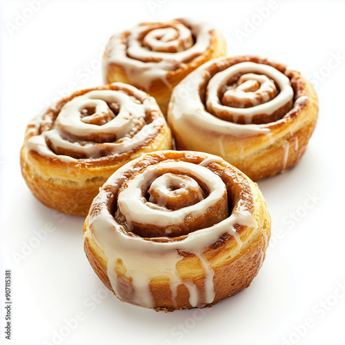 cinnamon bun isolated on white