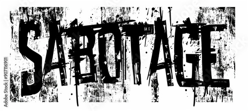 The Sabotage typographic stamp, sign, and label series in black distressed finish