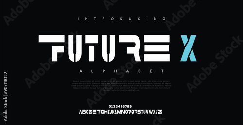 Future XElegant unique serif alphabet display font vector illustration