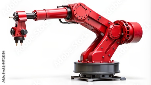 Red Industrial robot arm illustration PNG element cut out transparent isolated on white background ,PNG file ,artwork graphic design.