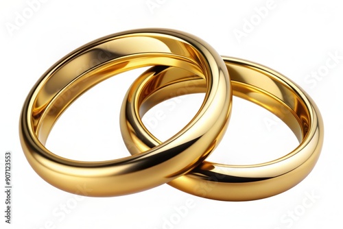 Wallpaper Mural Two luxurious gold wedding rings, perfectly entwined, sit beautifully isolated on a transparent background, symbolizing eternal love and commitment in a stunning golden design. Torontodigital.ca