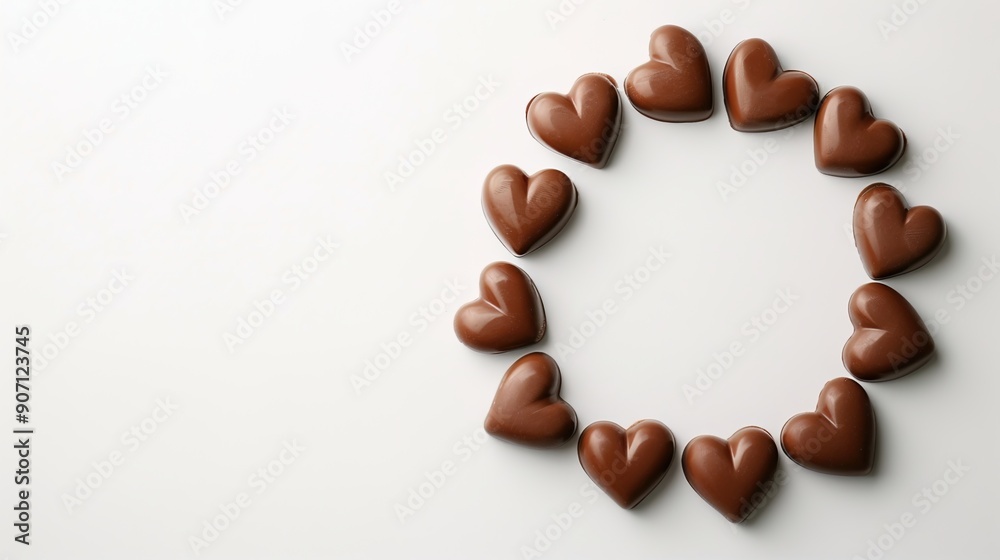 Fototapeta premium Love is Sweet: Chocolate Hearts Circle on Valentine's Day Background