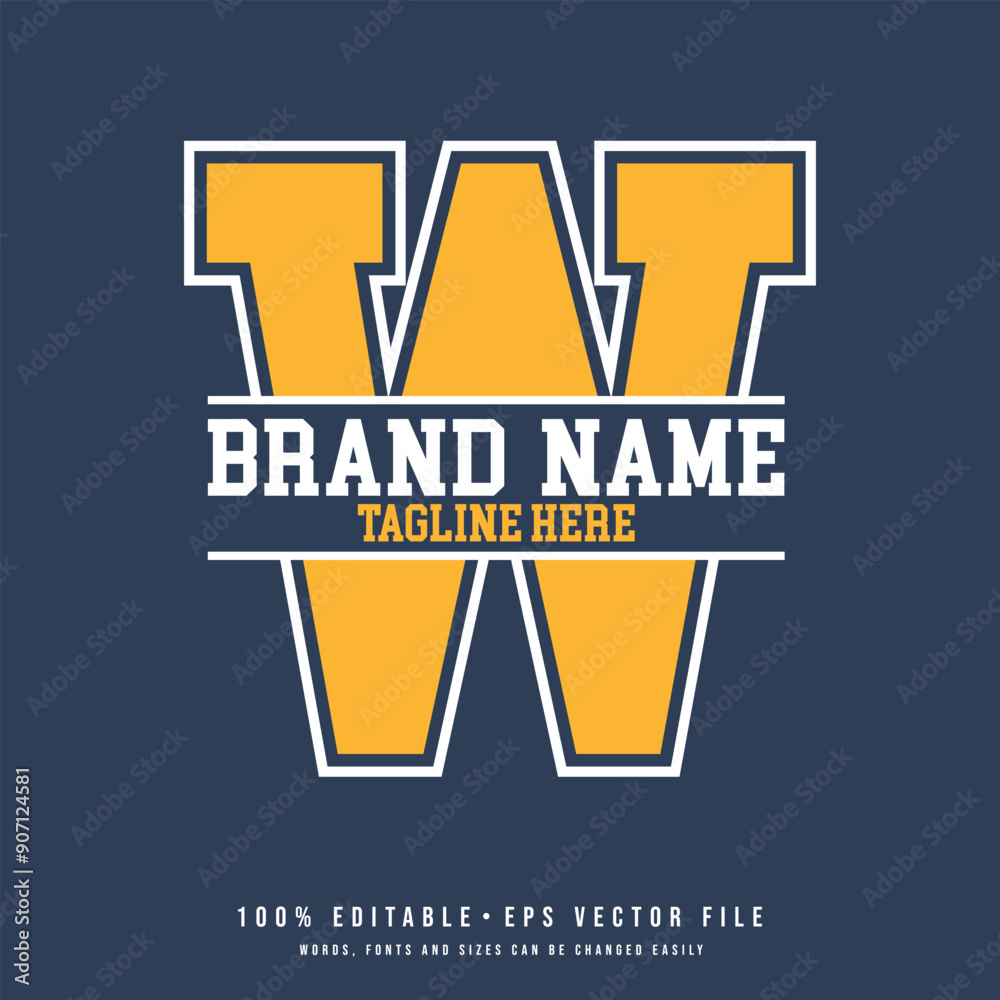 W letter brand name logo design vector. Editable letter W college t ...