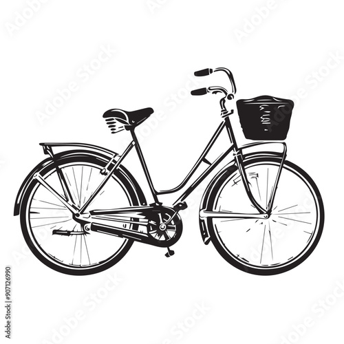 CITY BIKE in cartoon, doodle style . Image for t-shirt, web, mobile apps and ui. Isolated 2d vector illustration in logo, icon, sketch style, Eps 10, black and white. AI Generative