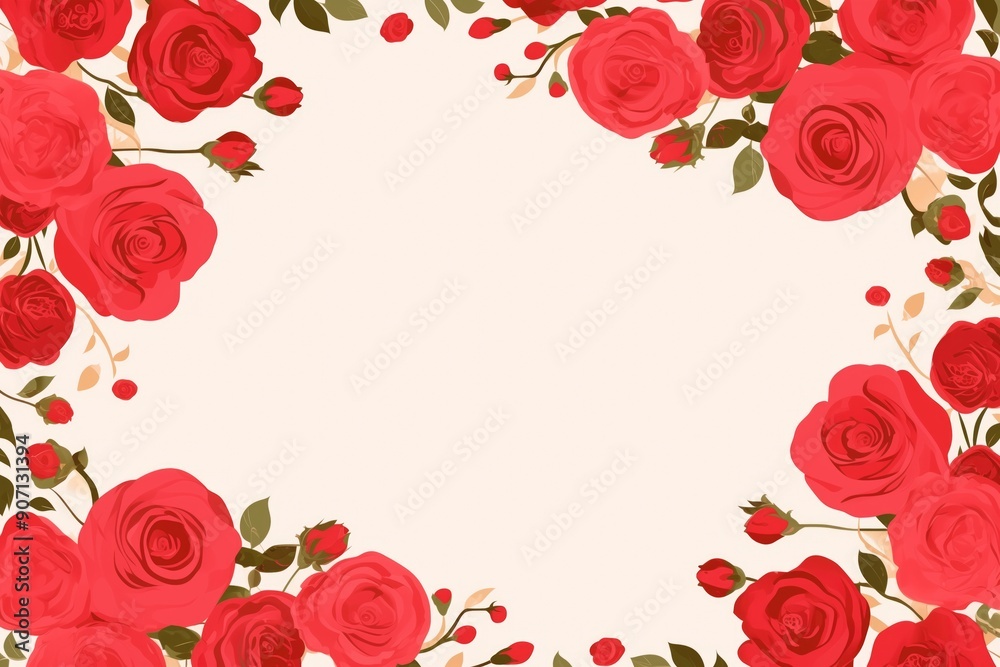 Roses bloom drawing wallpaper background card design with copy space