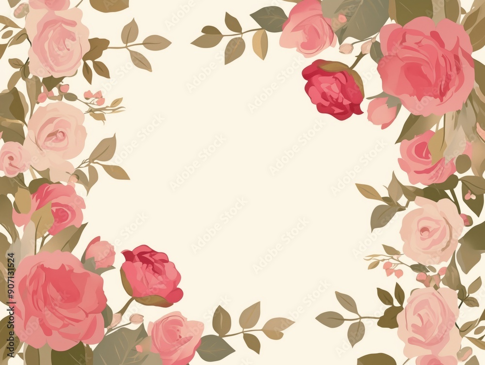 Roses bloom drawing wallpaper background card design with copy space Roses bloom drawing wallpaper background card design with copy space