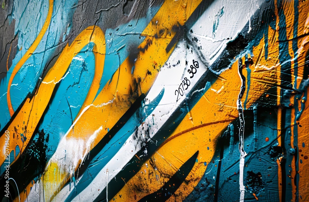 Fototapeta premium Background image of khaki green and orange shades of a colored graffiti painting