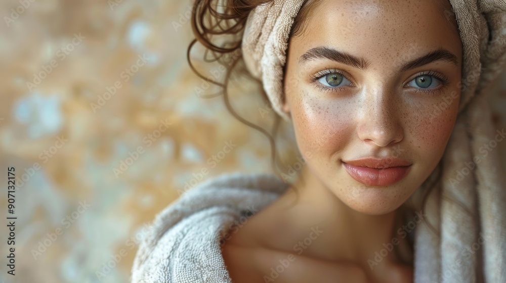 Young woman with natural beauty and freckles - generative ai Young woman with natural beauty and freckles - generative ai