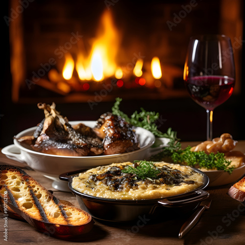 The Quintessential French Gourmet Dinner: Duck Confit, Escargot, Crème Brûlée, and a Bottle of Bordeaux