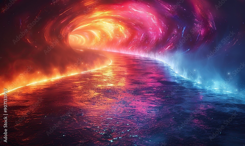 Abstract rays of light intertwine and merge into an arrow shape, symbolizing direction and guidance. Abstract rays of light intertwine and merge into an arrow shape, symbolizing direction and guidance.