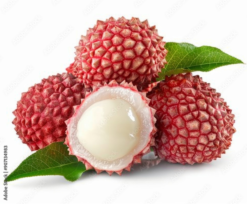 lychees on a white background