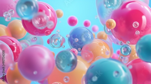 Dreamy Soap Bubbles on Pink and Blue Gradient Ai generated