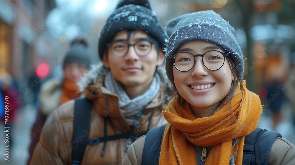 Portrait of Asian Chinese students studying abroad on a American or European campus Portrait of Asian Chinese students studying abroad on a American or European campus