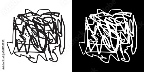 Illustration vector graphic of abstract icon, black and white