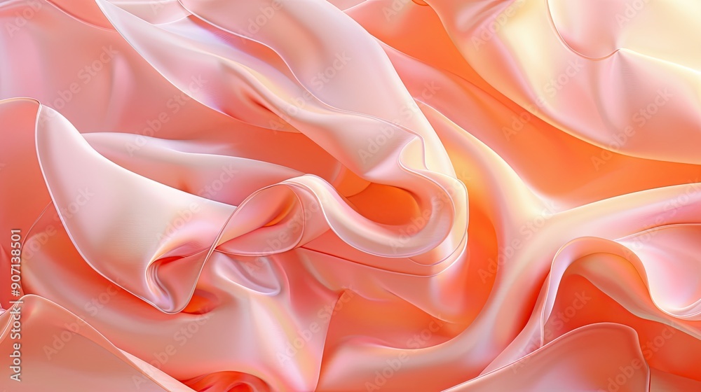 Obraz premium Modern Digital Abstract Background Featuring Peach Fuzz Silk Texture With Fluid Movement and Depth
