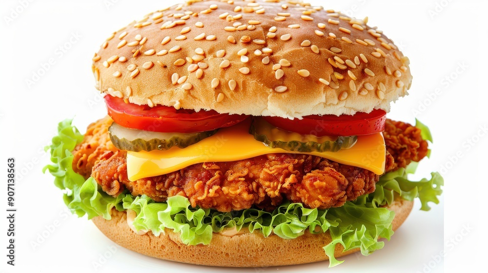 Delectable Double Cheddar Cheeseburger with Crispy Chicken Delectable Double Cheddar Cheeseburger with Crispy Chicken