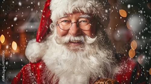 Santa Claus Spreading Holiday Cheer in a Cozy Winter Wonderland During Christmas Eve