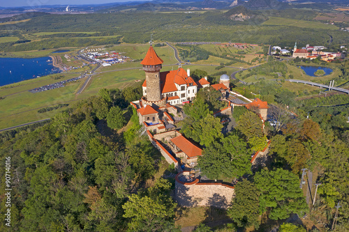 Castle Hnevin on the hill above the town of Most, Czech Republic, Europe