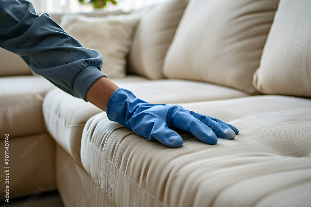Using a professional vacuum cleaner to clean a modern couch. Using a professional vacuum cleaner to clean a modern couch.