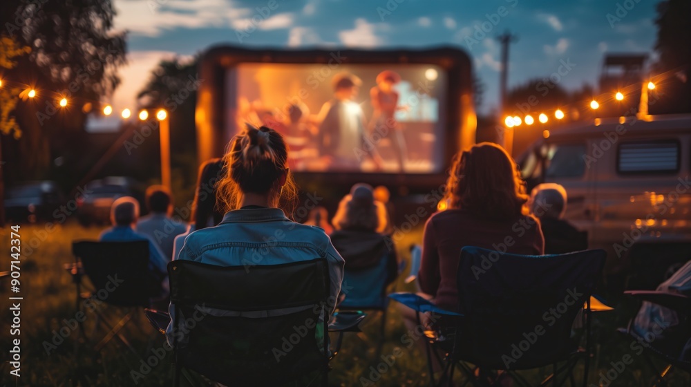Obraz premium A group of people gathered together to enjoy a movie