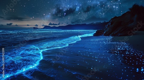 Bioluminescence. Bio luminescent ocean.