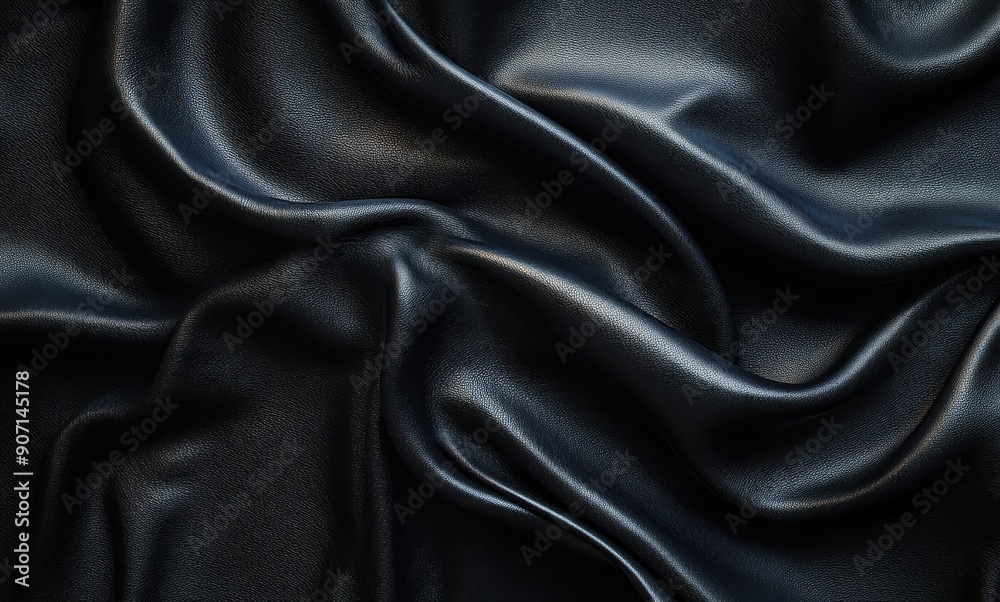 Black leather background, black matte texture, close-up of leather material, flowing waves, dark tones Black leather background, black matte texture, close-up of leather material, flowing waves, dark tones