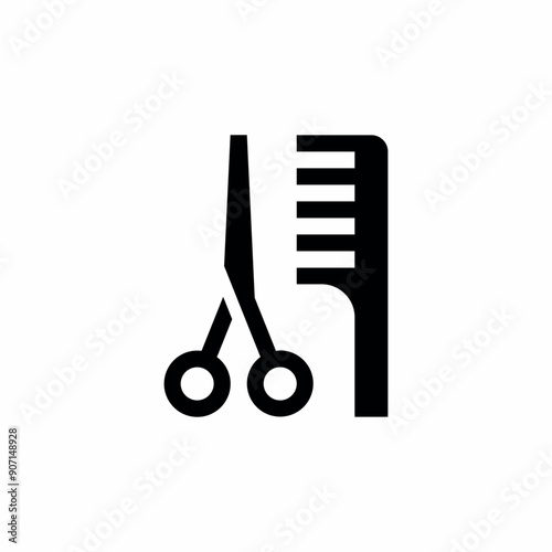 hairdresser scissors and comb icon