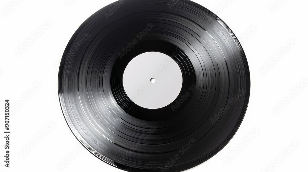 High-resolution shot of a vinyl record with an iconic label, isolated on a white background, perfect for adding copy text or promotional elements High-resolution shot of a vinyl record with an iconic label, isolated on a white background, perfect for adding copy text or promotional elements
