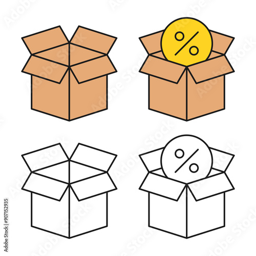 Packaging box with color and lines