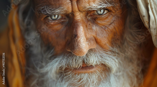 Spiritual old man smooth light photography