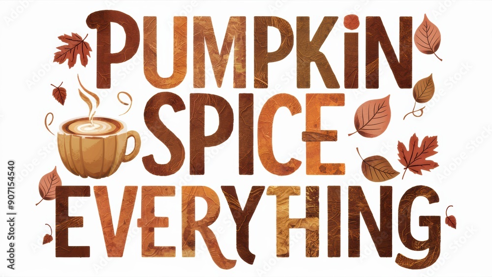 A poster with the words pumpkin spice everything in a brown background, AI A poster with the words pumpkin spice everything in a brown background, AI