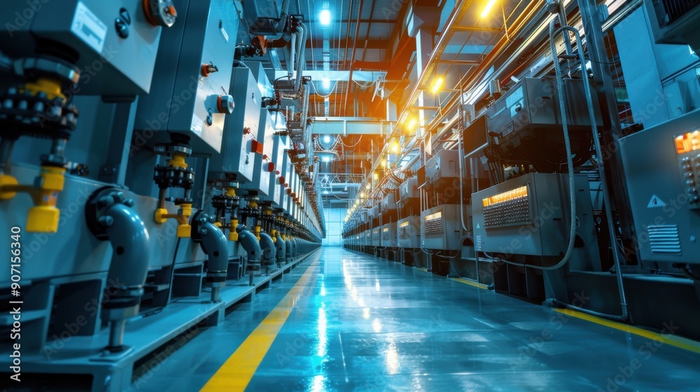 Fototapeta premium A large industrial building with many electrical panels and switches