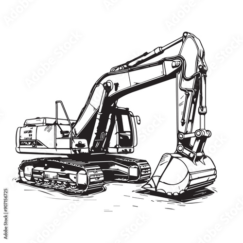 Construction equipment in cartoon, doodle style . Image for t-shirt, web, mobile apps and ui. Isolated 2d vector illustration in logo, icon, sketch style, Eps 10, black and white. AI Generative