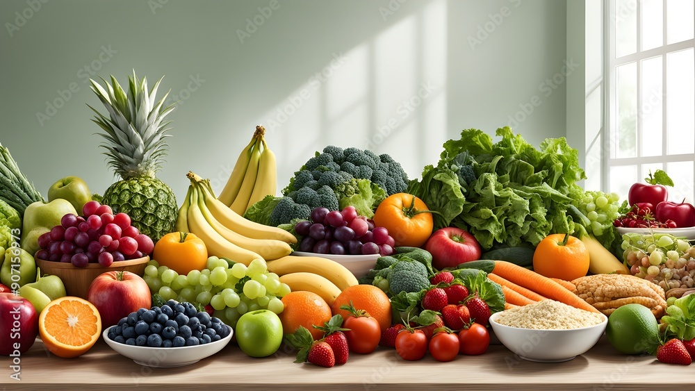 A table full of fruits and vegetables A table full of fruits and vegetables